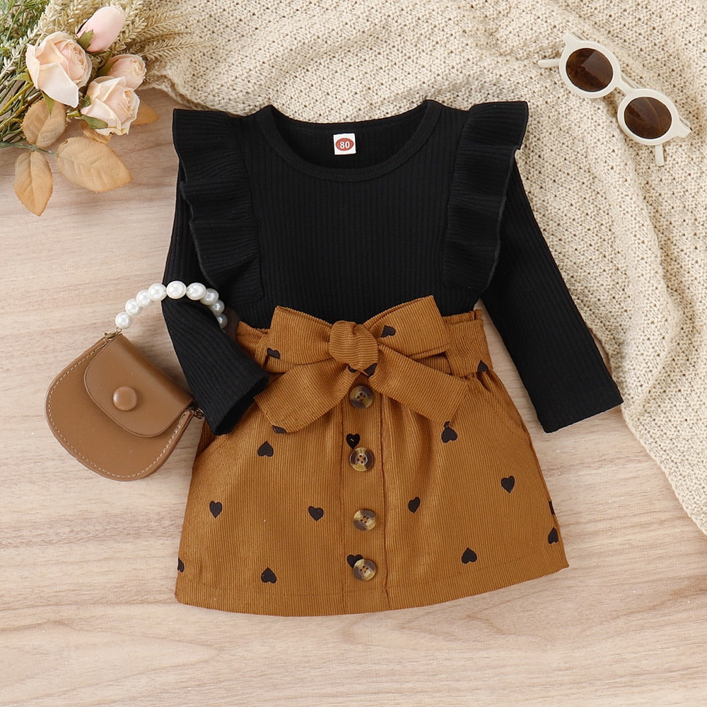 Stylish Baby Girl Dresses - Long-Sleeve Pullover Tops and Bow Skirts for Toddlers