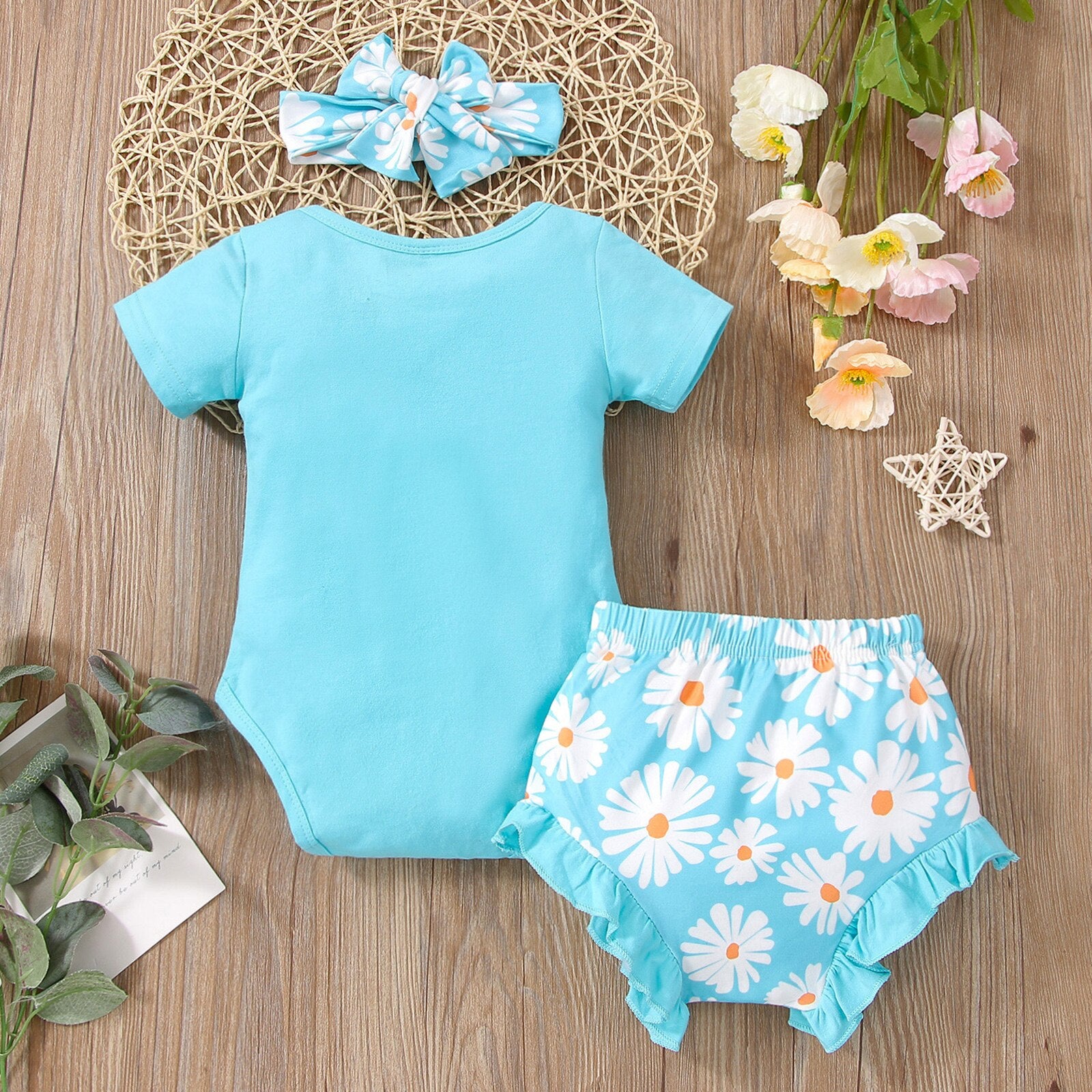 Adorable Newborn Baby Girl 3-Piece Summer Outfit Set