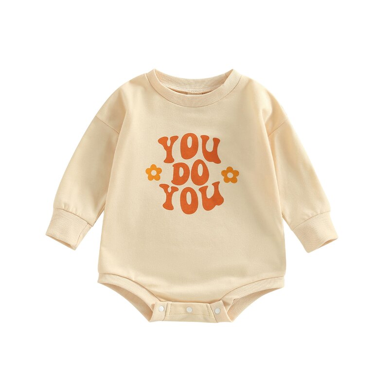 Adorable Autumn Newborn Baby Girls Rompers with Cartoon Letter and Flower Print