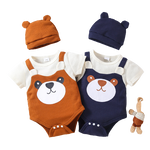Baby Bear Graphic Waffle Knit Bodysuit and Hat 2-piece Set - Babbez