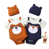 Baby Bear Graphic Waffle Knit Bodysuit and Hat 2-piece Set - Babbez