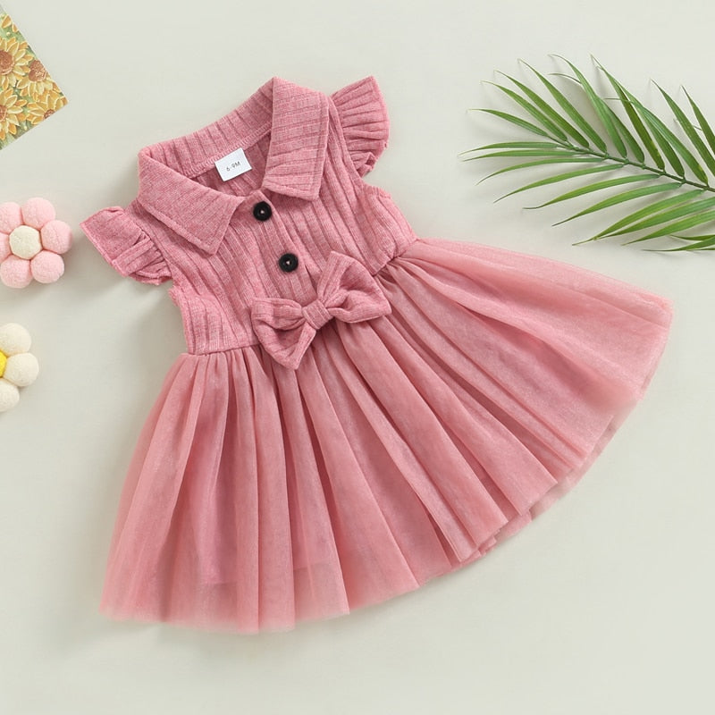 Baby Girls Princess Party Dress with Tulle Tutu and Bow