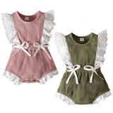 Adorable Newborn Baby Girls Rompers with Lace Ruffles and Bowknot - Perfect for Holidays and Special Occasions