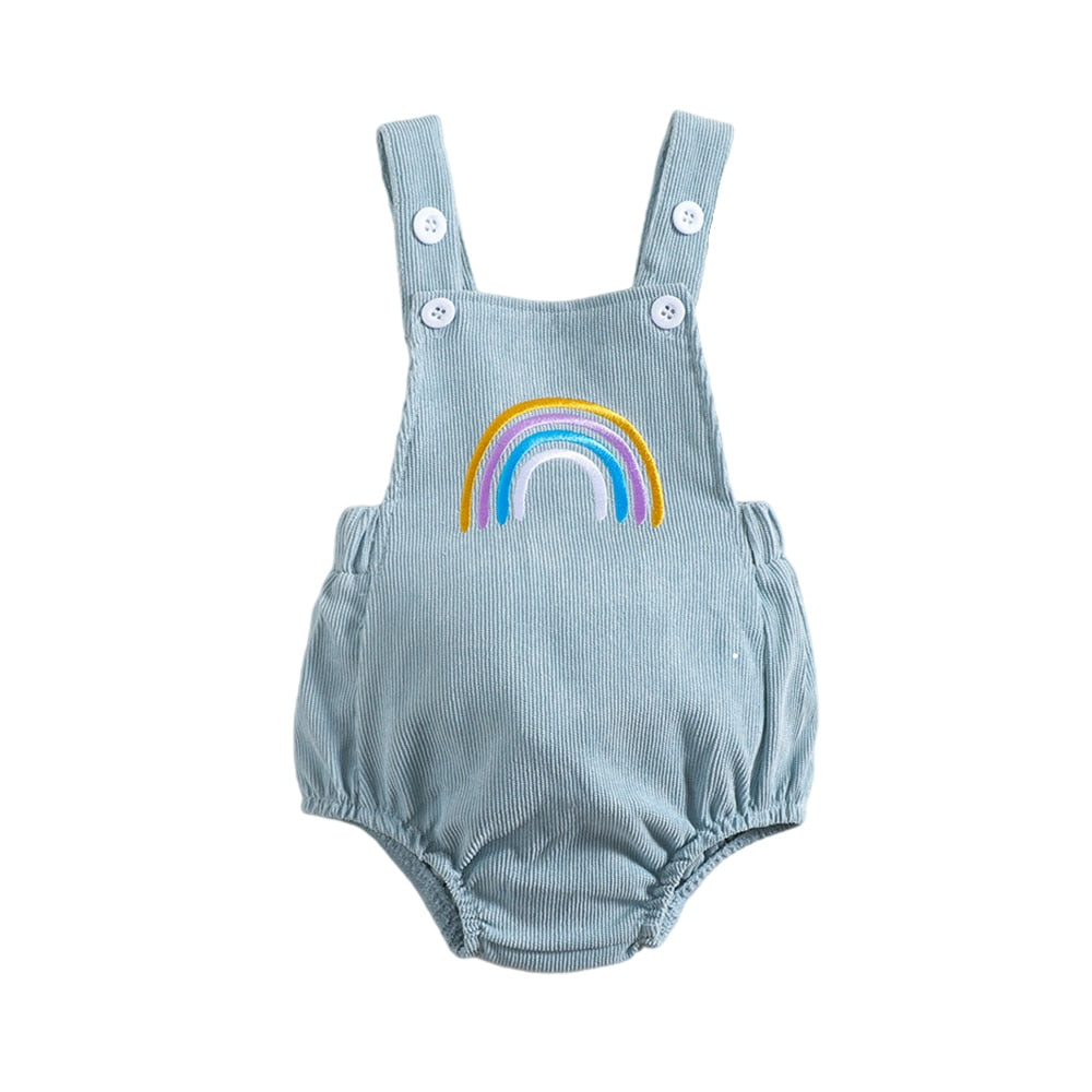 Rainbow Printed Sleeveless Overalls for Girls Newborn Baby's Rompers