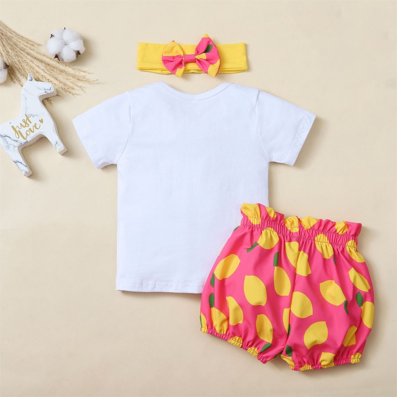 Trendy 3PCS Summer Outfits for Newborn Baby Girls - Letter Pattern T-Shirt, Floral Shorts, and Headband