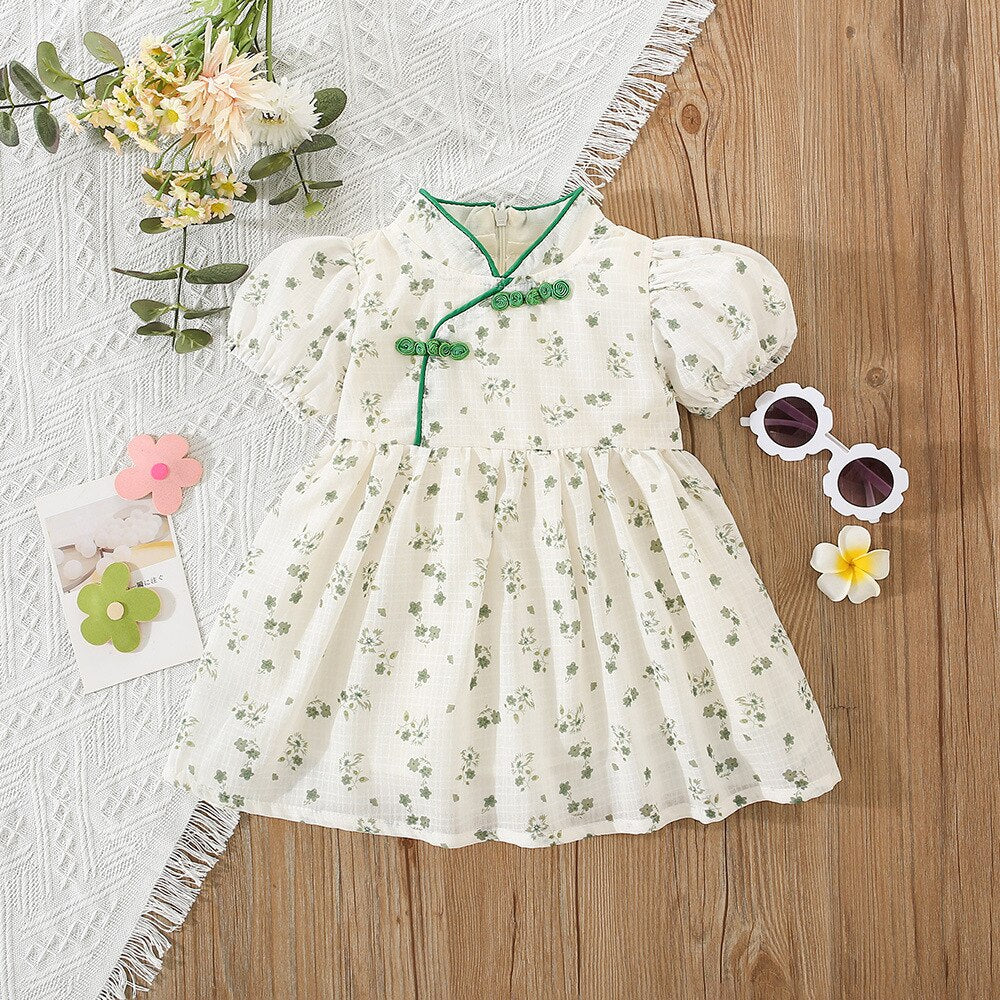 Chinese Style Baby Girl Flower Dress for Summer