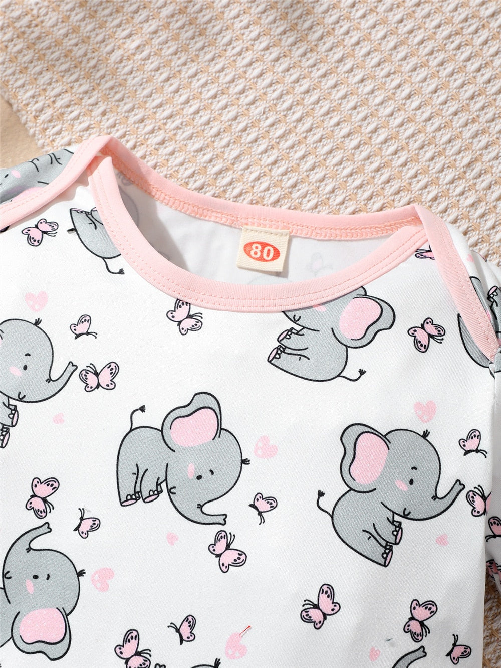 Adorable Elephant Print Romper for Newborn Girls