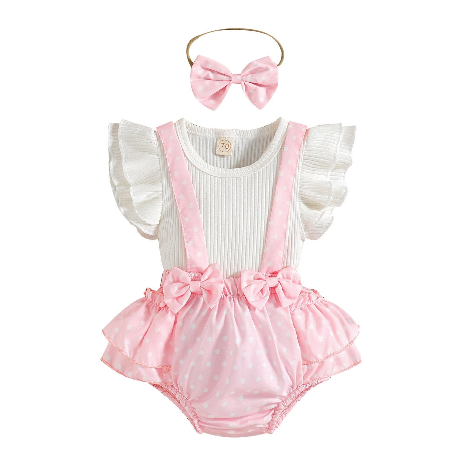 Adorable Newborn Baby Girls Clothes Set with Ruffles, Bowknots and Polka Dots for a Cute Look