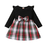 Baby Girl Plaid Dress with Ruffles and Long Sleeves - Babbez