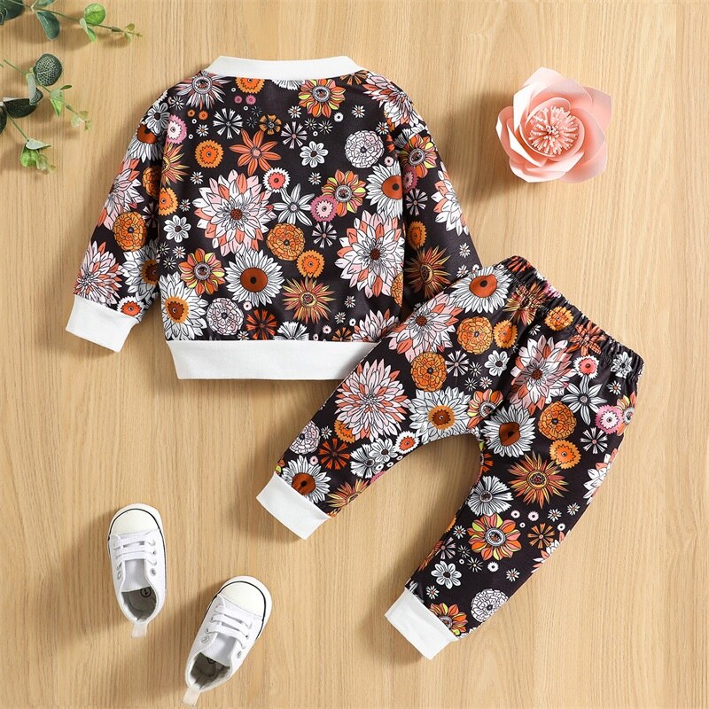 Adorable Autumn Baby Clothes Sets for Girls with Cactus/Flower Prints