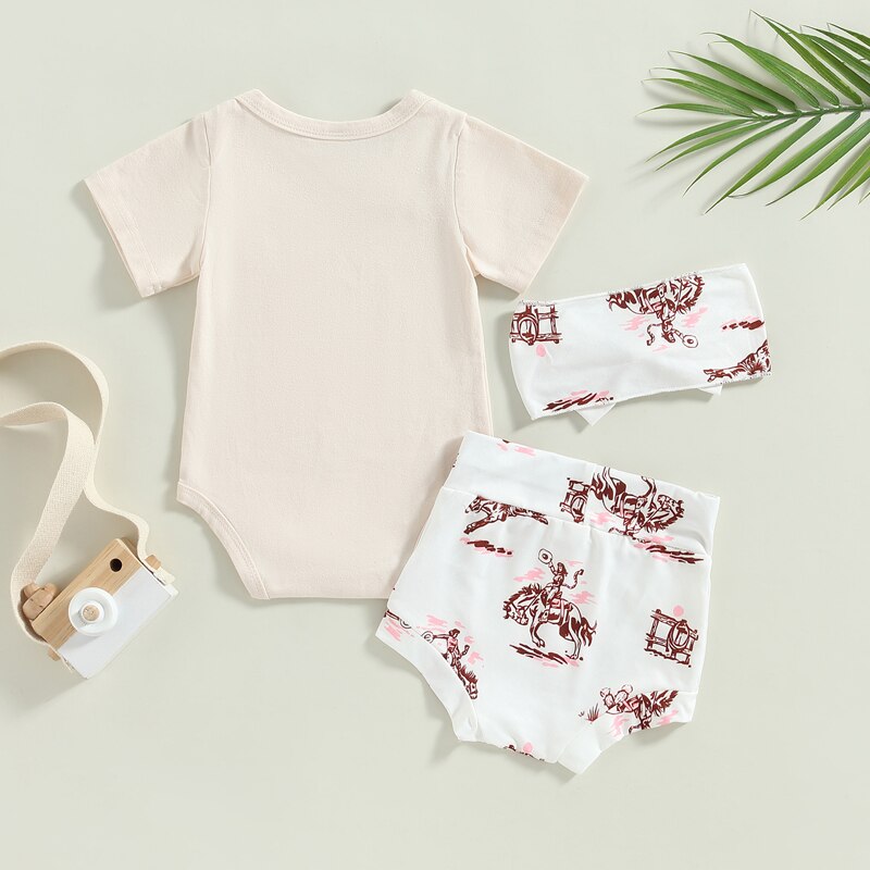Summer Fashion Baby Clothes Set with Horse Letter Print for Newborn Bo