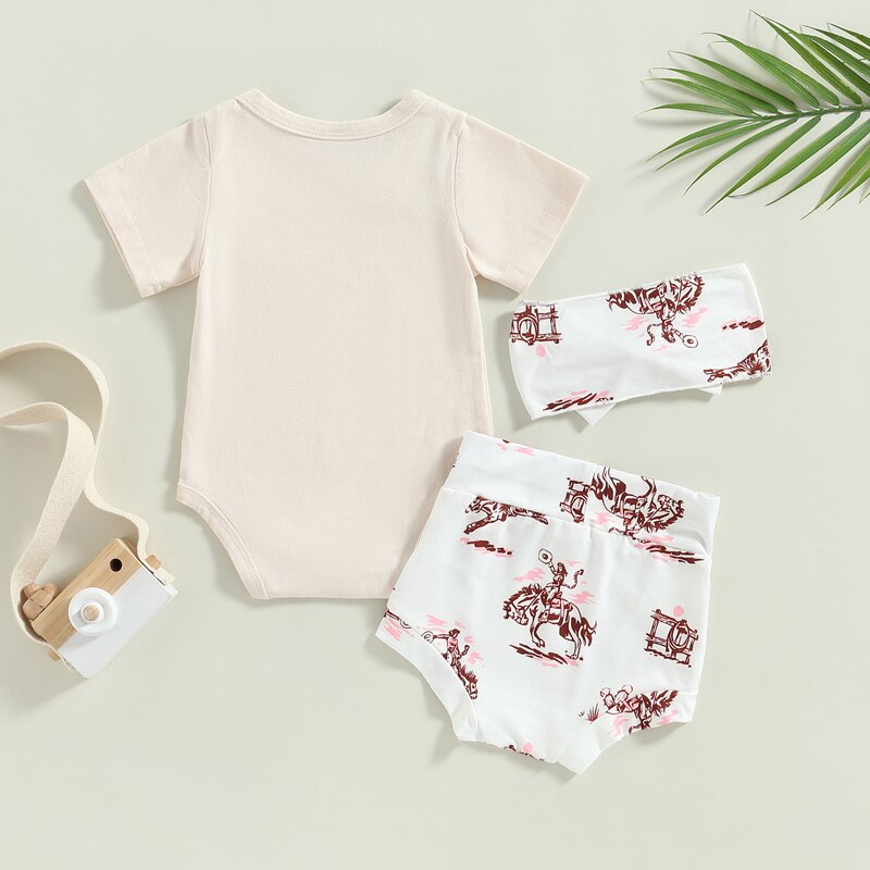 Summer Fashion Baby Clothes Set with Horse Letter Print for Newborn Boys and Girls