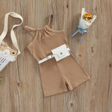 Summer Fashion Kids Girls Jumpsuits With Waist Bag