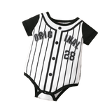 Baby Boy Splicing Short-sleeve Letter Print Striped Romper