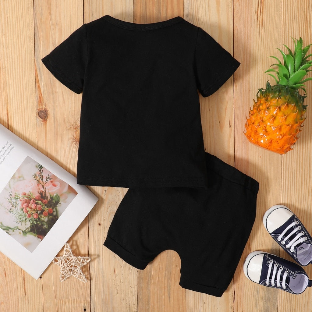 Fashion Summer Baby Boy Clothes Set with Letter Print T-shirt and Shorts