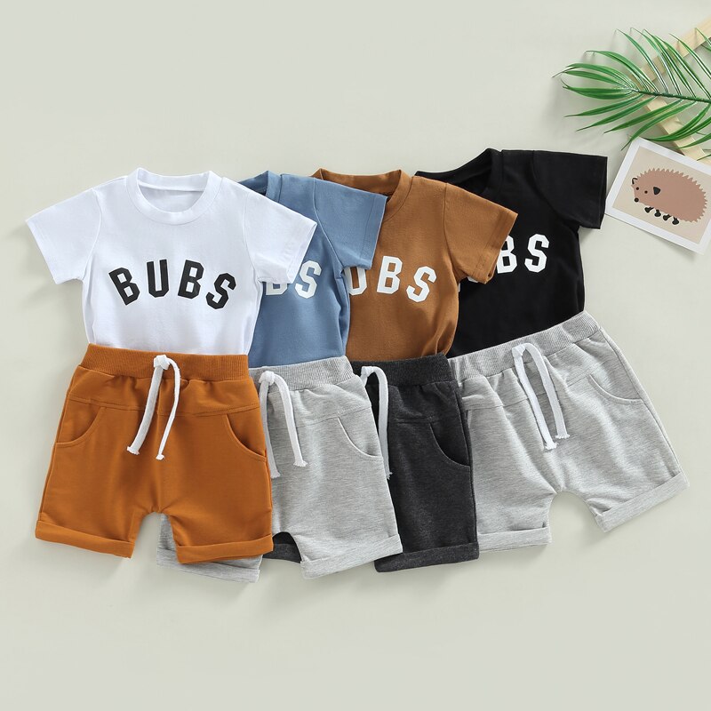 Summer Baby Clothes Set for Boys - Casual Cotton Short Sleeve Tops and Shorts