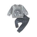 Get Your Little Boy Ready for Spring with this Trendy and Comfortable Letter Cow Head Print Sweatshirt and Trousers Set
