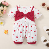 Adorable Heart Printed Baby Rompers for Girls