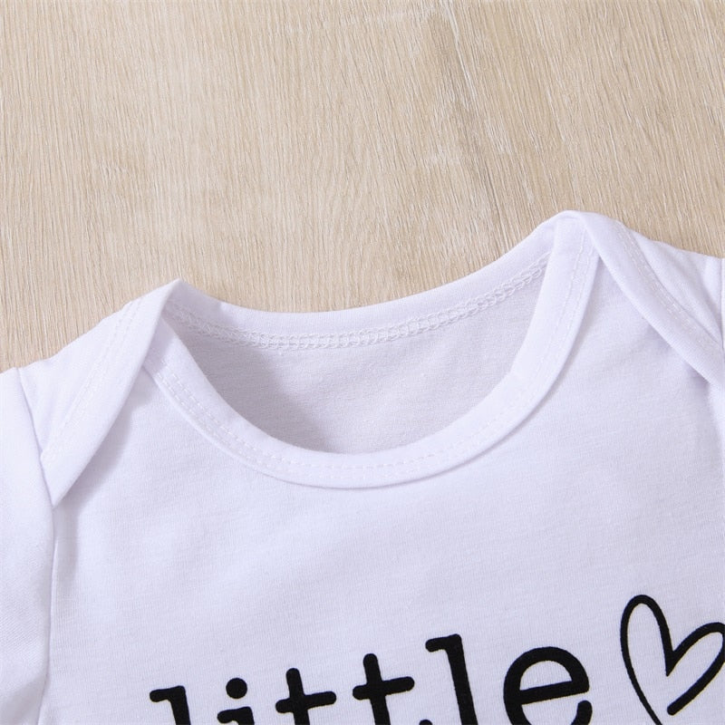 Infant Baby Girls 3Pcs Summer Outfit Sets White Short Sleeve Letter Print Romper Hen Print Shorts