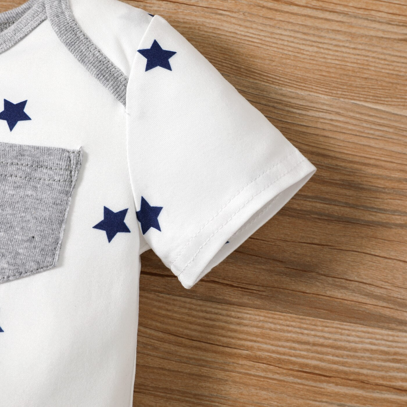 Baby Boy Stars/Striped Short-sleeve Romper