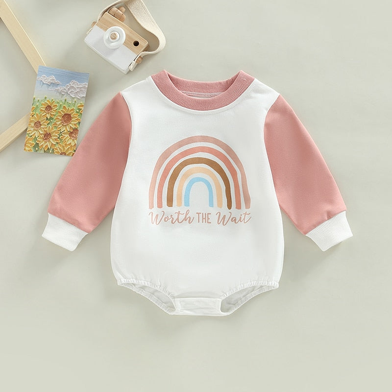 Fashion Rainbow Rompers for Autumn Newborn Baby Boys and Girls