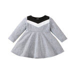 Autumn Baby Girls Cute Dress - Long Sleeve Patchwork A-line - Babbez