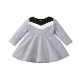 Autumn Baby Girls Cute Dress - Long Sleeve Patchwork A-line - Babbez