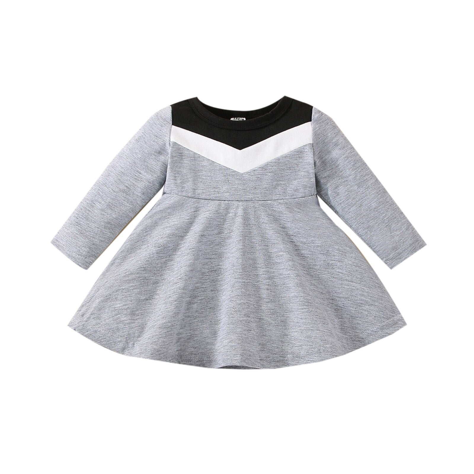 Autumn Baby Girls Cute Dress - Long Sleeve Patchwork A-Line Dress