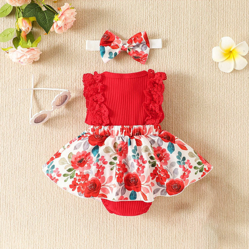 Sweet Summer Knitted Romper Dress for Infant Baby Girls