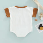 Newborn Baby Boys Summer Rompers with Contrast Color and Letter Prints - Babbez