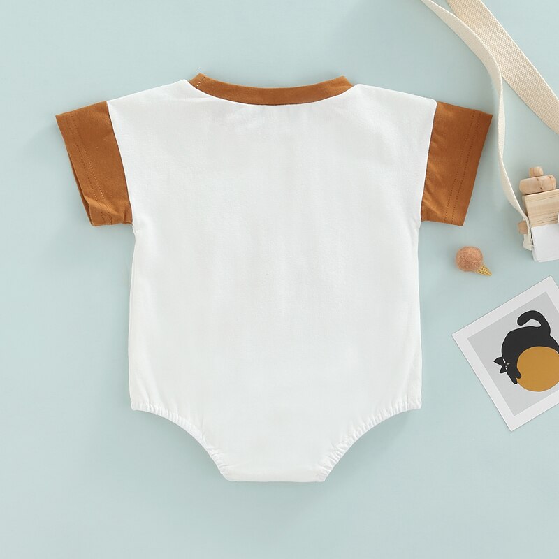 Newborn Baby Boys Summer Rompers with Contrast Color and Letter Prints - Babbez