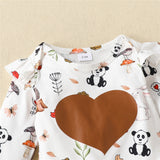 Adorable 3pcs Infant Baby Clothes Set with Animals Bodysuit and Mesh Skirt for Toddler Girls