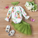 Adorable Infant Newborn Baby Girls Clothes Sets: Cartoon Romper, Tulle Dress, and Headband for Spring and Easter Outfits