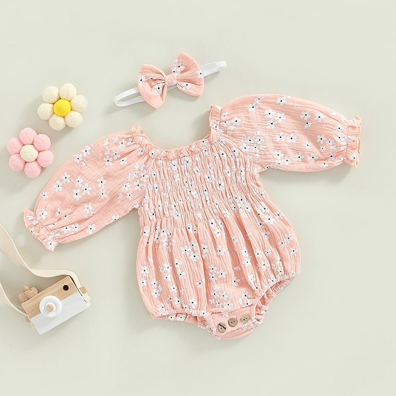 Floral Print Romper for Infant Baby Girls