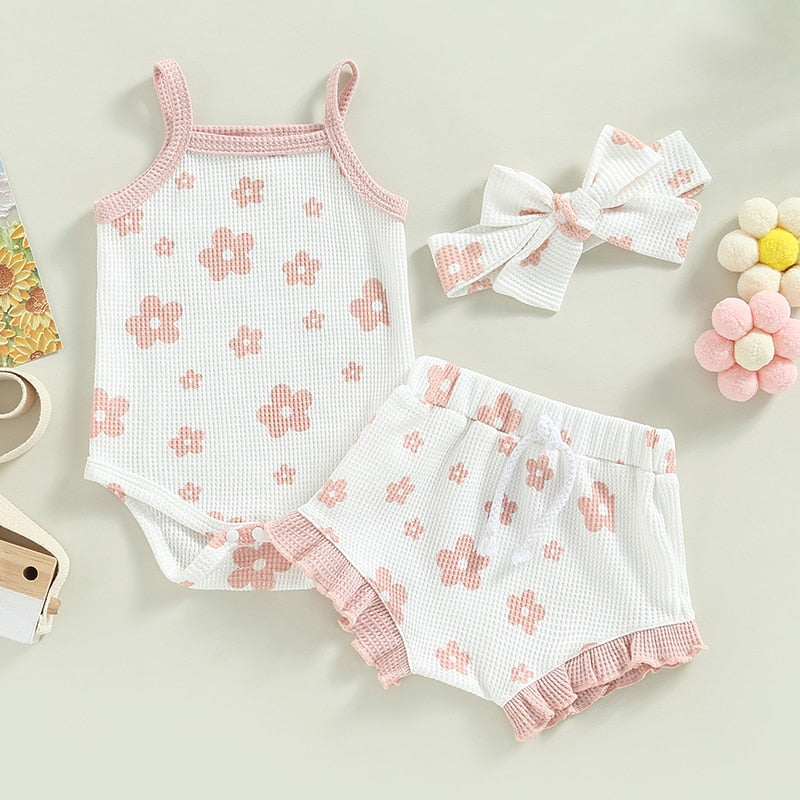 Summer Floral Baby Girl Clothes Set