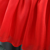 Sweet Red Mesh Puffed Baby Girl Evening Dress for Birthday Party