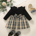 Baby Girl Plaid Dress with Ruffles and Long Sleeves - Babbez