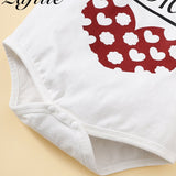 Sweet Baby Clothes Set for Summer : Letter Printed Bodysuit + Heart Printed Shorts