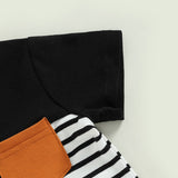 Summer Casual Toddler Boy Outfits: Short Sleeve Stripe Print T-Shirt + Elastic Waist Shorts 2pcs Clothes Set