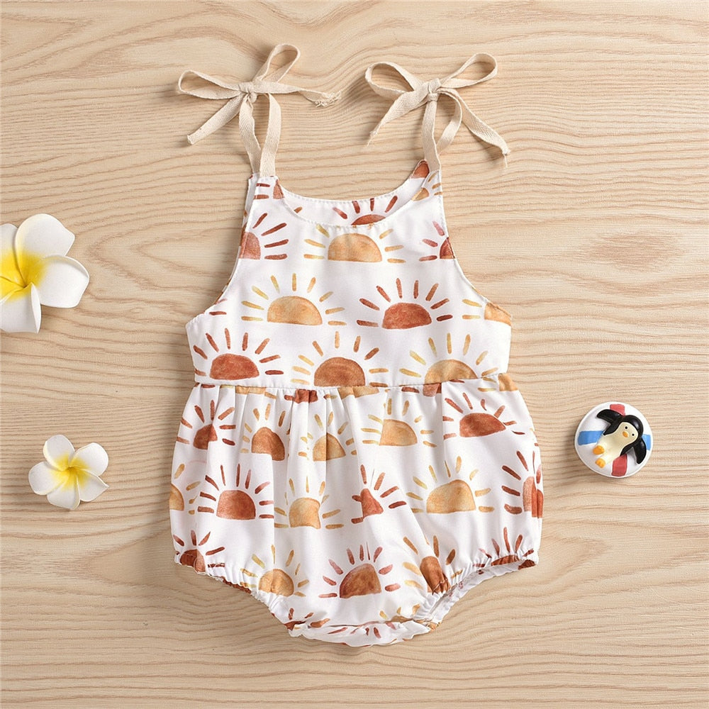 Cute Sling Bodysuit For Newborns with Sun Print