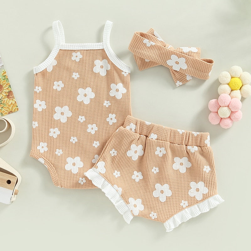 Summer Floral Baby Girl Clothes Set