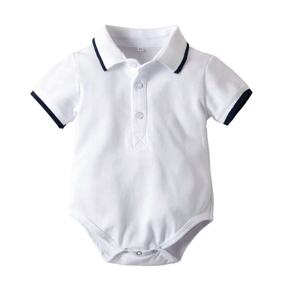 Short Sleeve Toddler Boys Rompers Solid Baby Clothes Polo Outfits