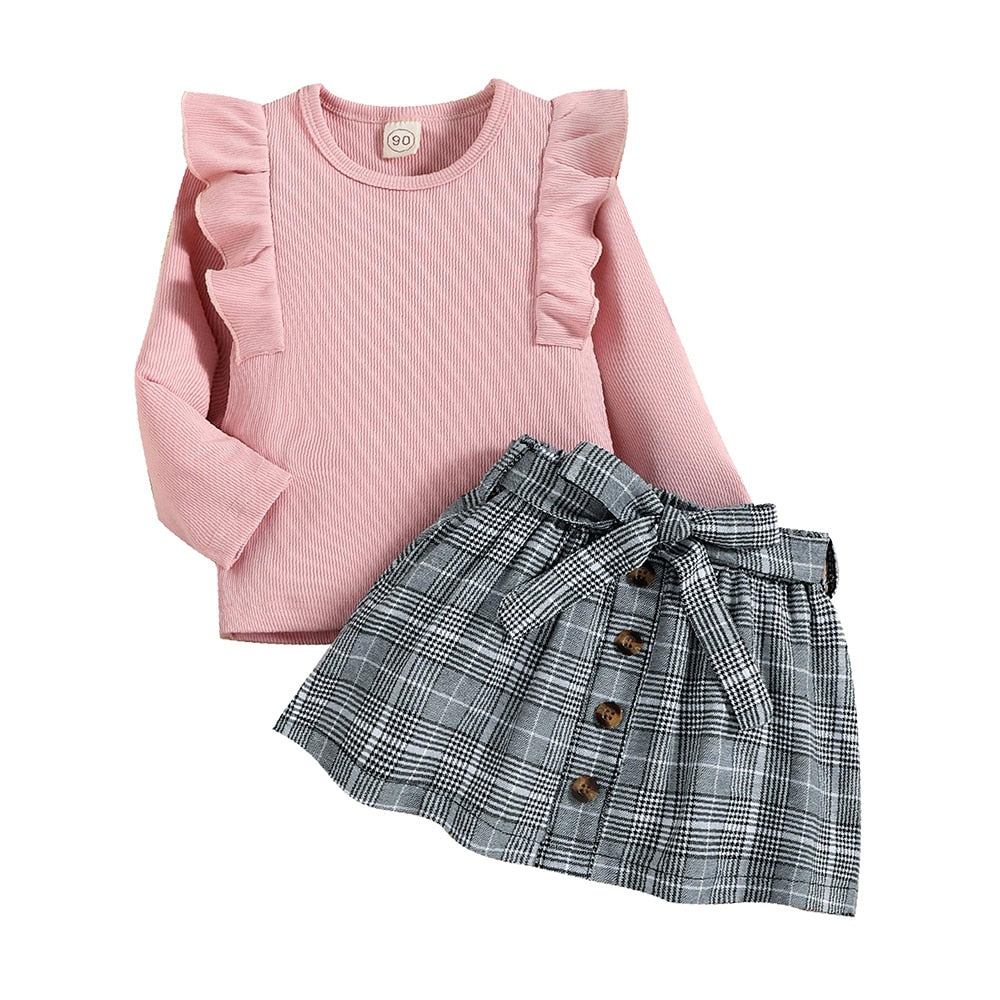 Adorable Baby Girl Dress Set with Long Sleeve Knit Top and Skirt