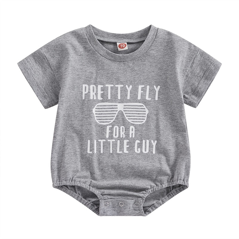 Adorable Baby Boy Short Sleeve Bodysuit with Letter Print