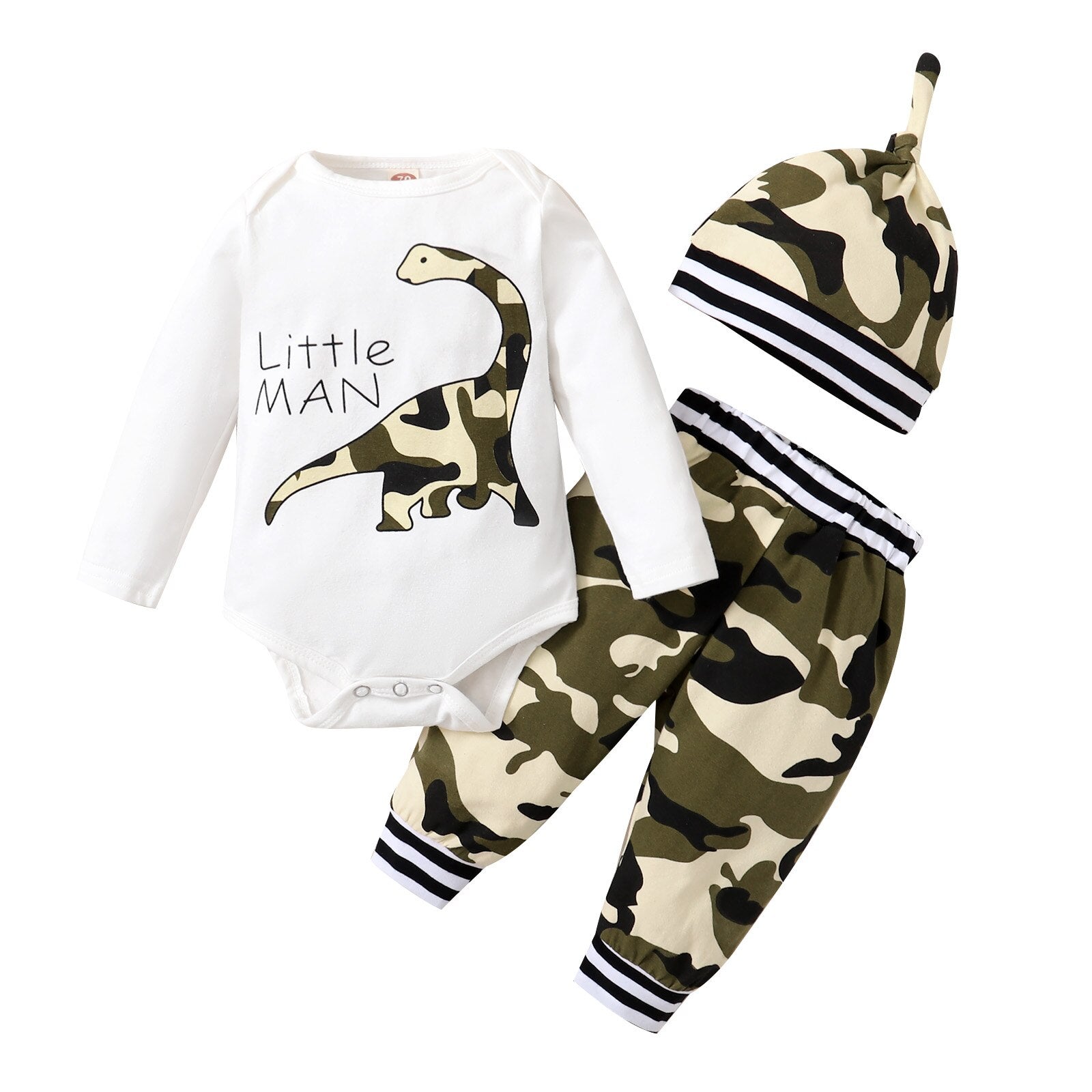 Cute Camouflage Dinosaur Outfit Set for Newborn Baby Boys