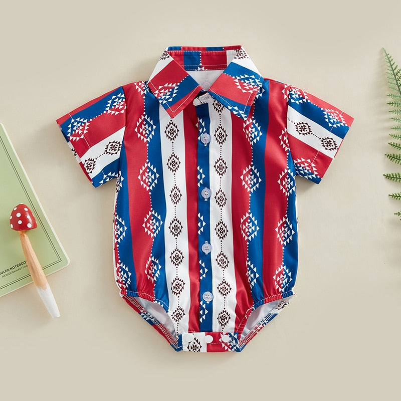 Adorable Western Baby Shirt Romper for Newborn Infant Boys - Perfect for Summer Casual Wear