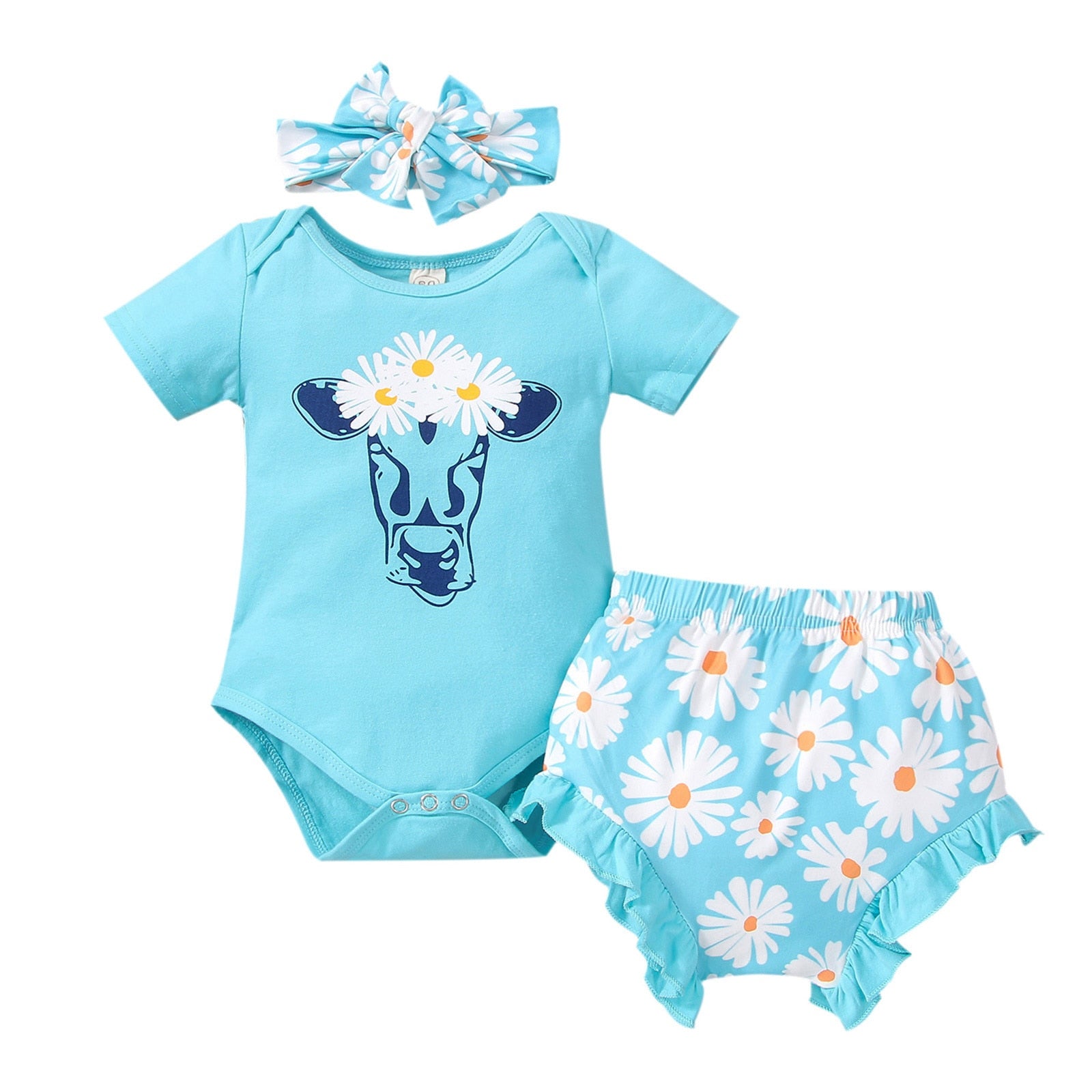 Adorable Newborn Baby Girl 3-Piece Summer Outfit Set