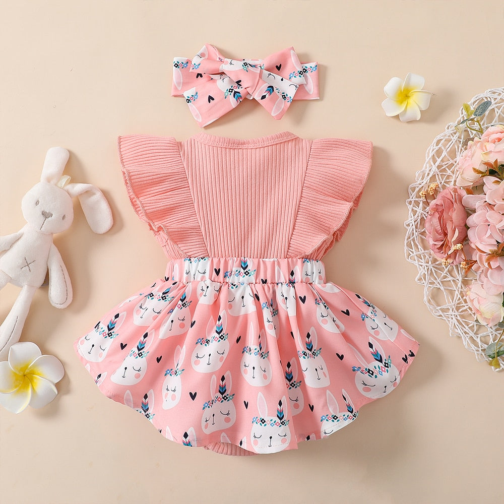 Stylish Knitted Romper Dresses for Baby Girls - Cute Short-Sleeve Jumpsuits for Summer