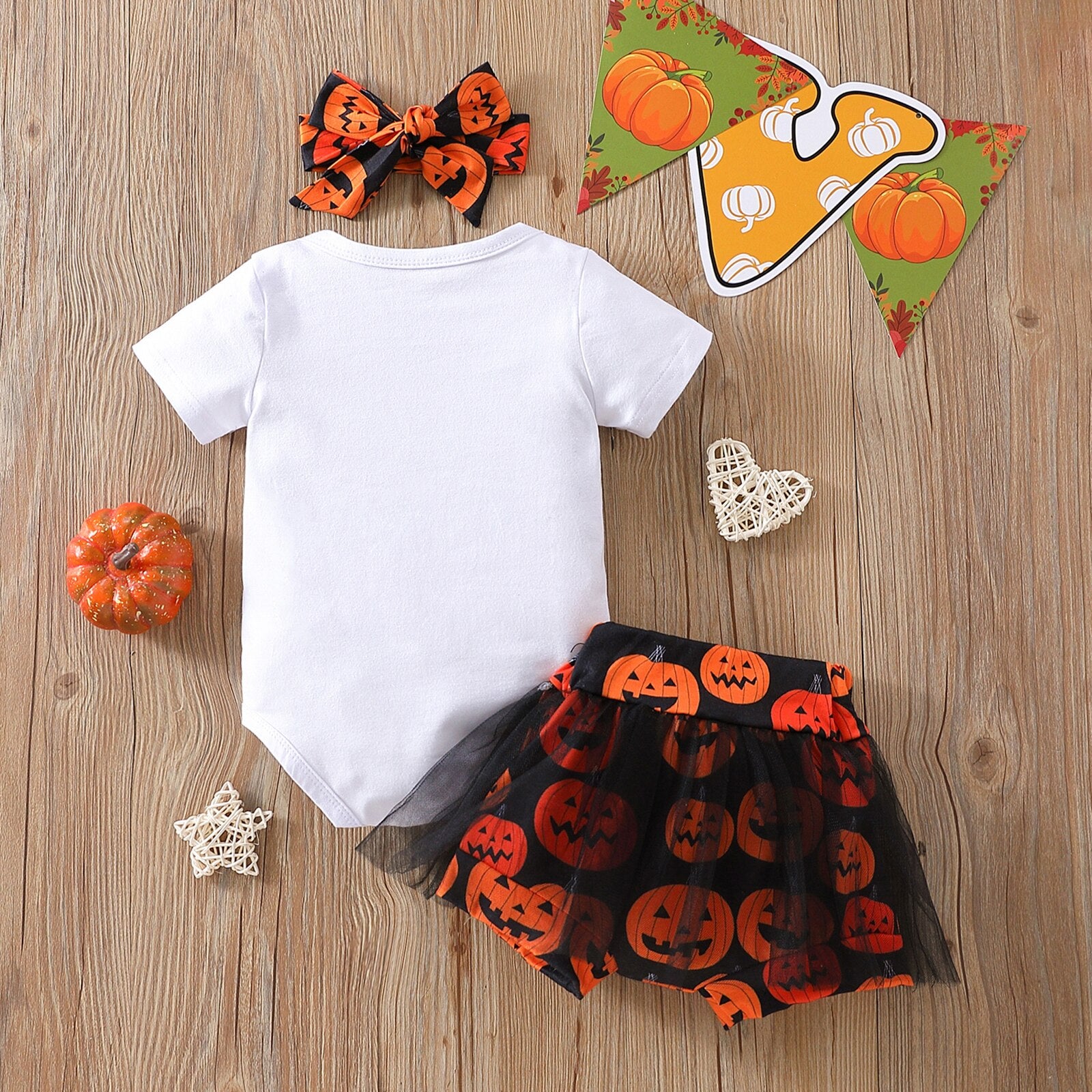 Adorable Baby Girl's Romper Set with Letter Printed Romper and Mesh Tulle Skorts