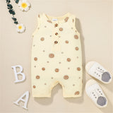 Summer Infant Clothes: Sleeveless Leaves Printed Romper for Boys